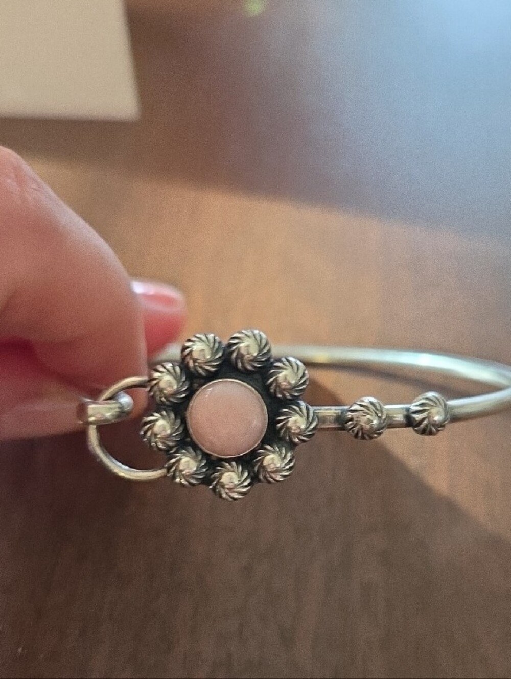 Pink Opal Sterling Silver Bangle - Picture 4 of 6